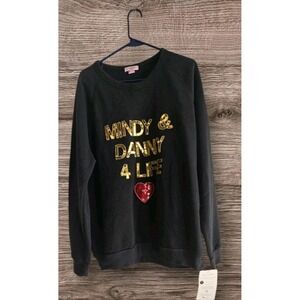 Bow & Drape MINDY & DANNY 4 LIFE Gold‎ Sequin Black  Sweatshirt Women's XXL